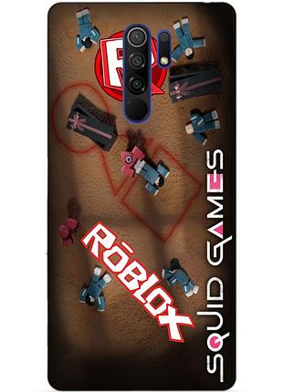 Силиконовый бампер чехол для xiaomi redmi 9 roblox игра в кальмара