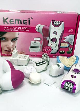 Епілятор жіночий багатофункціональний 6 в 1 пінцетний kemei km-3066 х масажер догляд за шкірою 2 швидкості shop