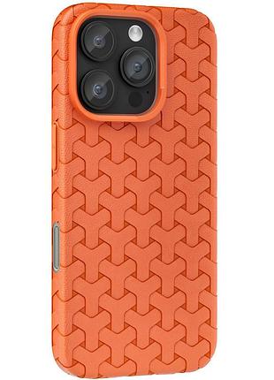 Чохол на iphone 16 pro помаранчевий фактурний протиударний для айфон 16 про