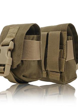 Военный подсумок для 1 гранаты койот molle армейский прочный для боевых задач тактический для экипировки чехол кордура