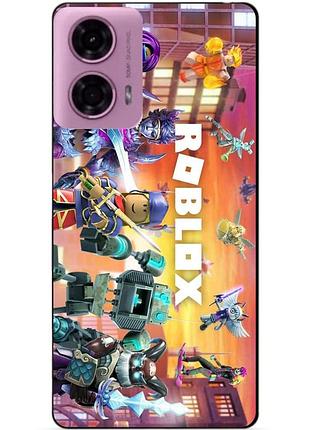 Чехол силиконовый бампер для motorola moto g24 с картинкой роблокс roblox