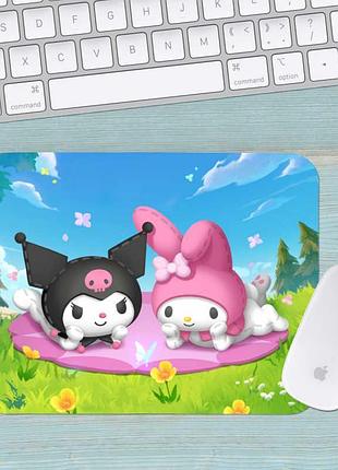Коврик для мыши хеллоу китти куроми kuromi hello kitty большой 005 (400х300х3мм)