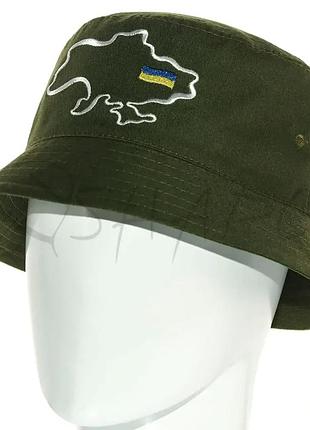 Панама с украинской символикой котоновая ткань панамка вышивка карта украины map pkh22928 хаки