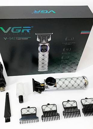 Триммер для стрижки vgr v-942 white 4 насадки led display top shop ua_