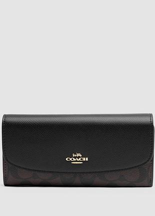 💵 coach signature pvc slim envelope wallet black/brown 20 х 10 х 3 см