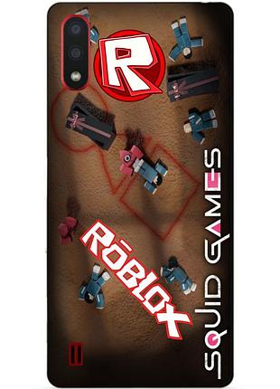 Силиконовый бампер чехол для samsung a01 galaxy a015f roblox игра в кальмара