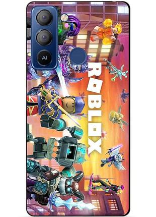 Силиконовый чехол бампер для tecno pop 5 lte с картинкой роблокс roblox
