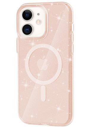 Чехол на iphone 11 золотистый с блестками и magsafe для айфон 11