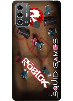 Силиконовый бампер чехол для zte blade a53 pro с рисунком роблокс игра в кальмара roblox