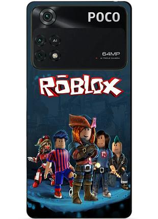 Силиконовый бампер чехол для xiaomi poco m4 pro 4g с рисунком roblox