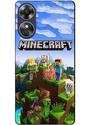 Силиконовый бампер чехол для oppo a17 с рисунком minecraft майнкрафт