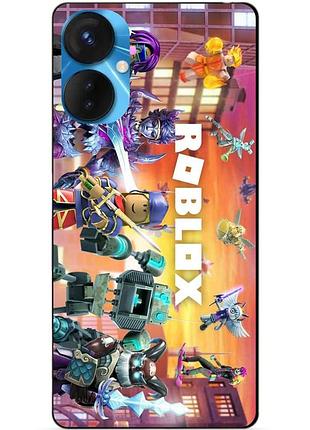 Силиконовый бампер чехол для tecno spark 9 pro с картинкой роблокс roblox