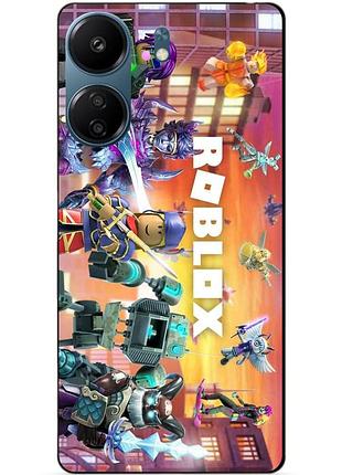 Силиконовый чехол бампер для xiaomi redmi 13c с картинкой роблокс roblox