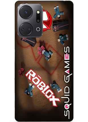 Чехол силиконовый бампер для huawei honor x7a с рисунком roblox игра в кальмара роблокс
