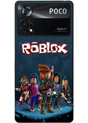 Силиконовый бампер чехол для xiaomi poco x4 pro 5g с рисунком roblox