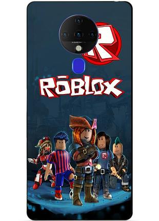 Силиконовый бампер чехол для tecno spark 6 с рисунком roblox