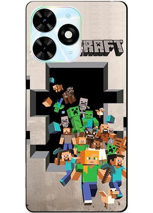 Чехол силиконовый бампер для infinix smart 8 (x6525) с картинкой minecraft майнкрафт
