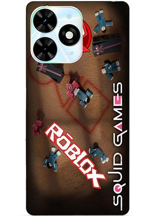 Чехол силиконовый бампер для tecno spark 20c с рисунком roblox игра в кальмара роблокс