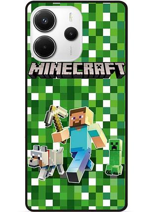 Чехол силиконовый бампер для xiaomi redmi note 14 стив minecraft крипер майнкрафт