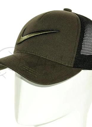 Бейсболка літня з сіткою unisex брендова кепка з бавовни універсальна nike bth20880 хакі