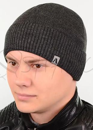 Шапка чоловіча з відворотом на флісовій підкладці alex 12096 хакі