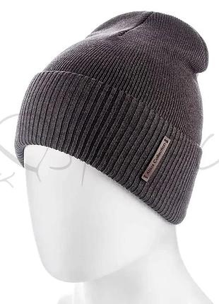 Шапка бини из хлопка двойная на манжете без подкладки unisex atrics uh794 кофе