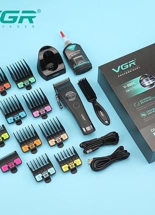 Аккумуляторная машинка для стрижки vgr v-880c цвет черный 11 насадок led индикация док-станция top shop ua_
