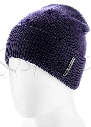 Шапка бини из хлопка двойная на манжете без подкладки unisex atrics uh794 слива