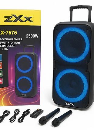 Акустическая переносная колонка zxx-7575 300 вт аккумуляторная с микрофонами 80х39х33 см shop