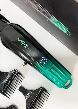 Професійний тример для стрижки та окантовки vgr v-935 green 5 насадок 7000 rpm led display top shop ua_