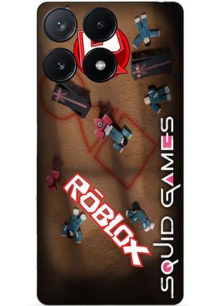 Силіконовий чохол бампер для xiaomi poco x6 pro 5g з малюнком roblox гра в кальмара роблокс
