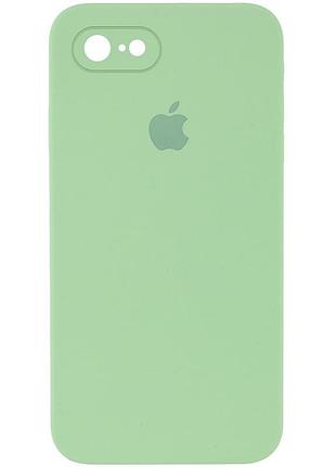Чехол на iphone 7 / iphone 8 / iphone se (2020) мятный матовый силиконовый с микрофиброй и защитой на камеру к