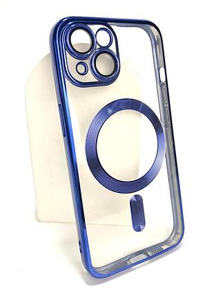 Чехол силиконовый магнитный с магсейф для iphone 16 silicone case shining full camera with magsafe dark blue