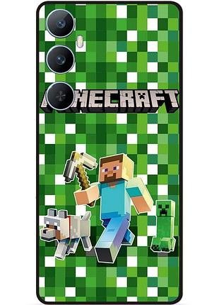Чехол силиконовый бампер для realme c65 стив minecraft крипер майнкрафт