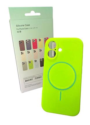Чохол силіконовий магнітний з магсейф для iphone 16promax silicone beats with magsafe №13 neon green