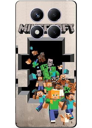 Чехол силиконовый бампер для xiaomi poco x7 с картинкой minecraft майнкрафт