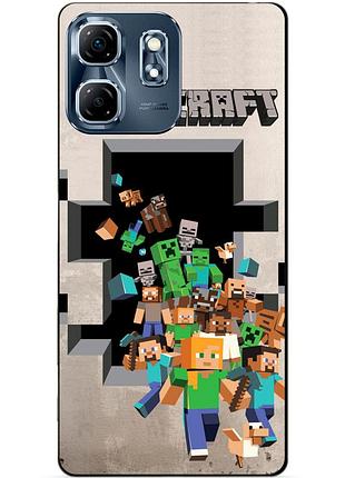 Чехол силиконовый бампер для infinix smart 9 (x6532) с картинкой minecraft майнкрафт