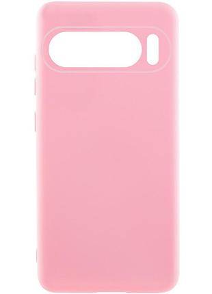 Чехол на google pixel 9 / google pixel 9 pro розовый матовый силиконовый с микрофиброй чехол на гугл пиксель 9
