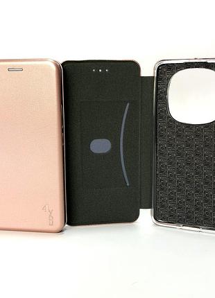 Чехол книжка для телефона xiaomi redmi note 14pro(4g) orig на магните с функцией подставки и карманом для карт rose gold 4you