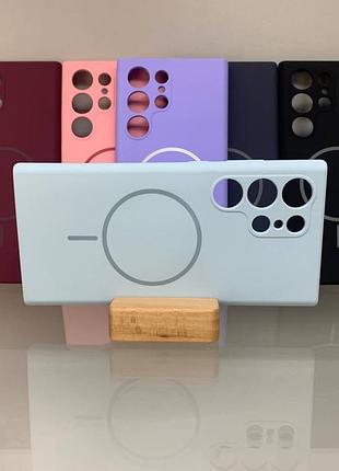 Samsung s24 ultra magsafe противоударный чехол софт тач чехол голубой