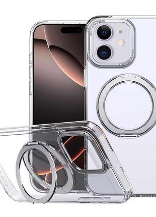 Чехол на iphone 11 прозрачный с magsafe и подставкой для айфон 11
