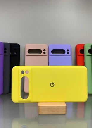 Чехол для google pixel 8 pro / гугл пиксель 8 про lakshmi, мягкий с защитой камеры, матовый, лазерный логотип, жёлтый