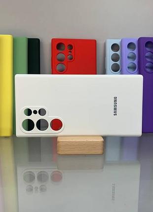 Samsung galaxy s23 ultra | противоударный чехол с логотипом | soft touch | белый