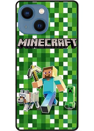 Чехол силиконовый бампер для iphone 15 plus стив minecraft крипер майнкрафт