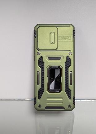 Motorola edge 40 противоударный чехол накладка ring magnet camera slide с кольцом зеленый