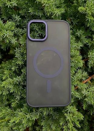 Чехол iphone 11 матовый magsafe синий