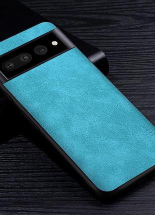 Google pixel 6a чехол кожа голубой