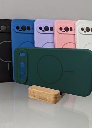 Google pixel 9 pro xl magsafe протиударний чохол софт тач чохол зелений