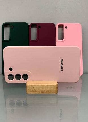Samsung galaxy s22 | протиударний чохол з логотипом | soft touch | пудровий