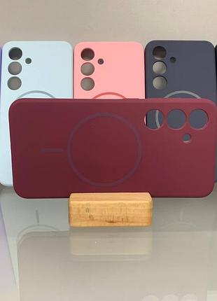 Samsung s24 plus magsafe противоударный чехол софт тач чехол бордовый